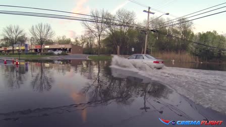 Cinemaflight.com RC Aerial Video Flying over Flooded Streets & Cars