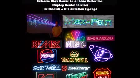 Custom High Power Laser Light Show Rental Laser Logo Event Display Stage Billboard Production Services Worldwide