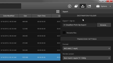 Export and Transcode in Catalyst Production Suite